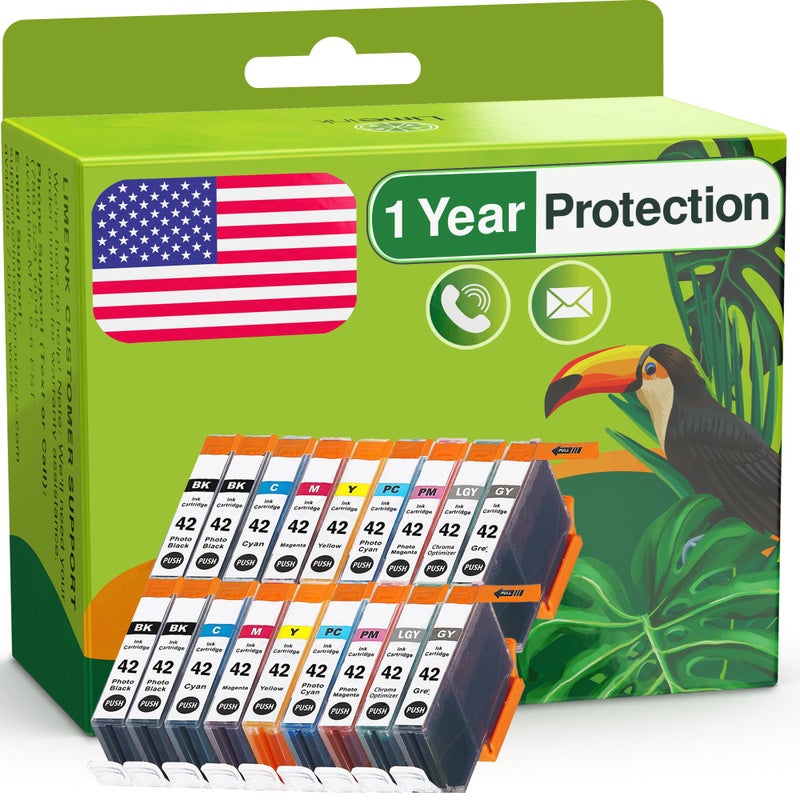 Limeink Compatible Ink Cartridge Replacement for Canon CLI-42 for Canon PIXMA PRO-100 100 100S CLI 42 Pro100 High Yield 18 Pack (4 BK, 2 Each of Cyan, Magenta, Yellow, Photo C, PM, Gray, Light Gray) - Image 1